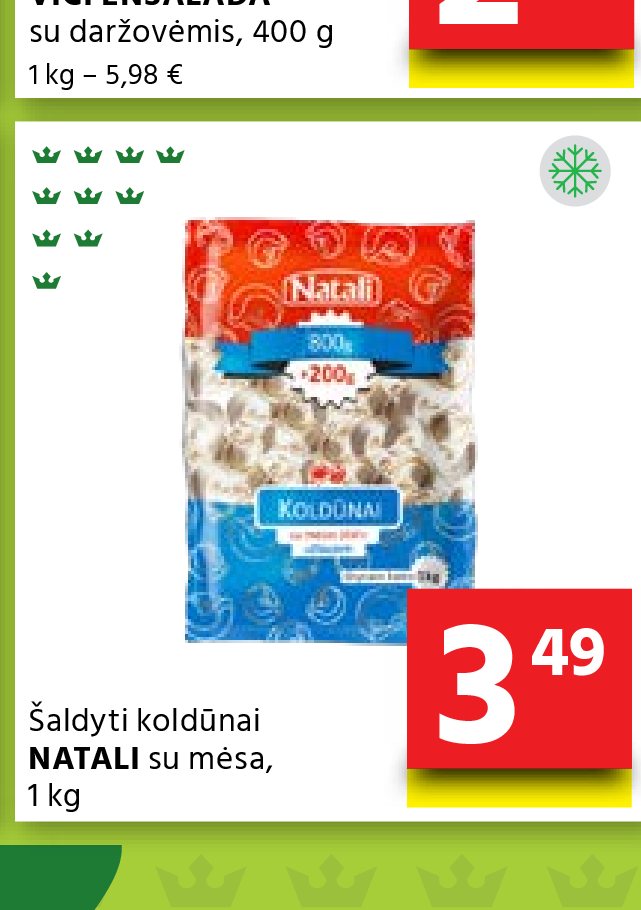 Šaldyti koldūnai NATALI, 1 kg