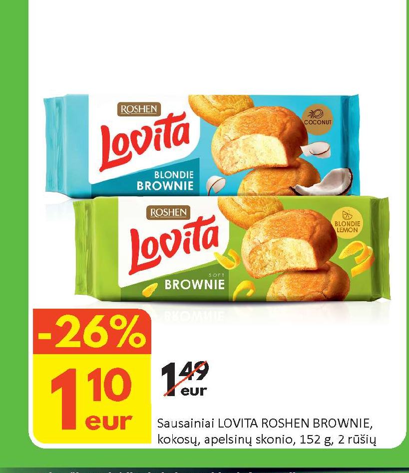 Sausainiai LOVITA ROSHEN BROWNIE, 152 g