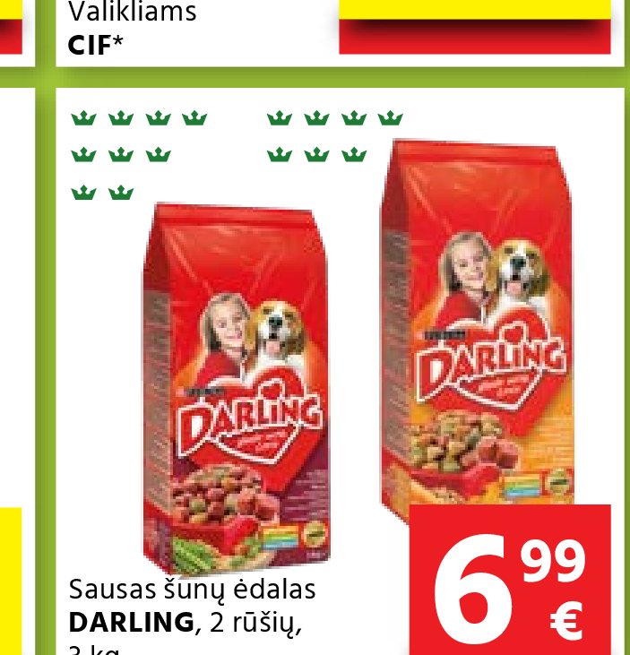 Sausas šunų ėdalas DARLING, 3 kg
