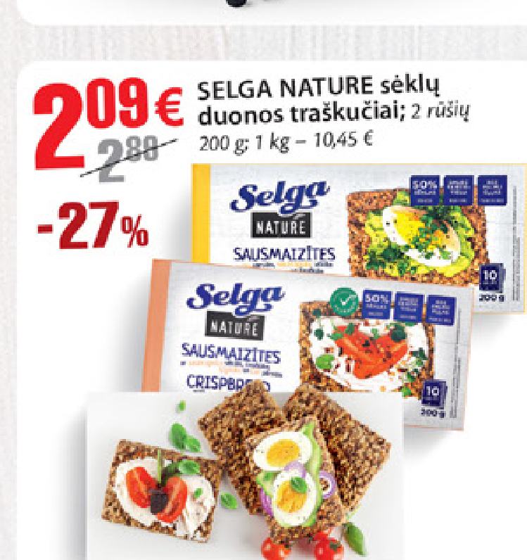 SELGA NATURE sėklų duonos traškučiai, 200 g