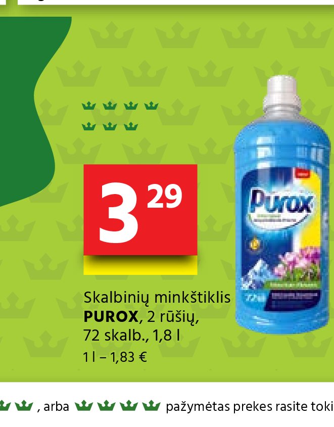 Skalbinių minkštiklis PUROX, 72 skalb.