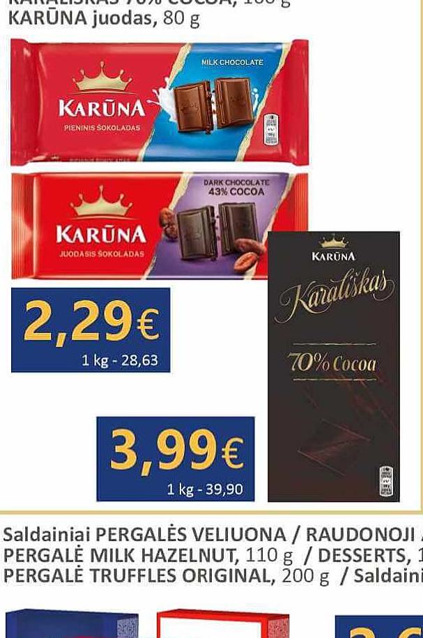 Šokoladas KARŪNA pieninis, 80 g