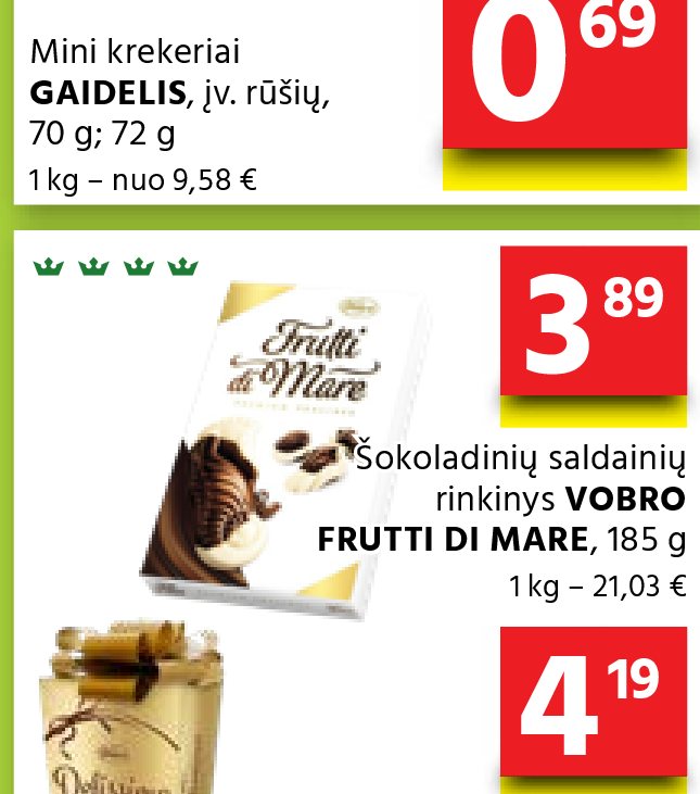 Šokoladinių saldainių rinkinys VOBRO FRUTTI DI MARE, 185 g