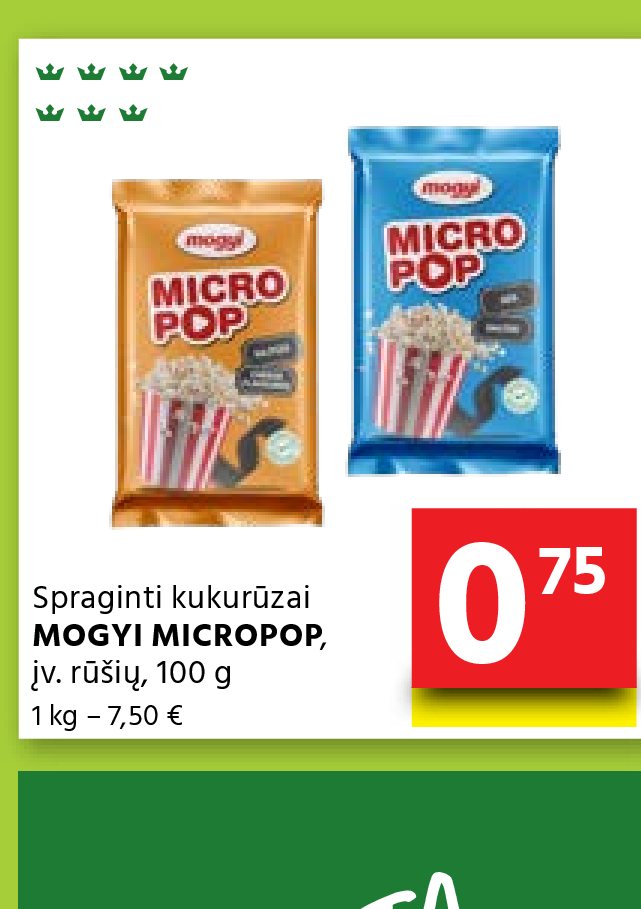 Spraginti kukurūzai MOGYI MICROPOP, 100 g