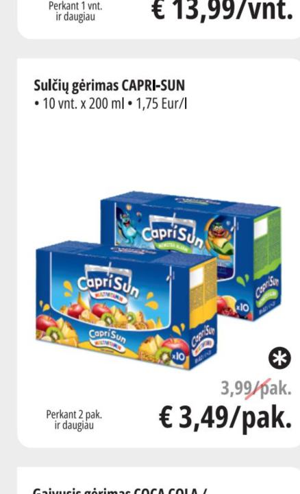 Sulčių gėrimas CAPRI-SUN, 10 vnt