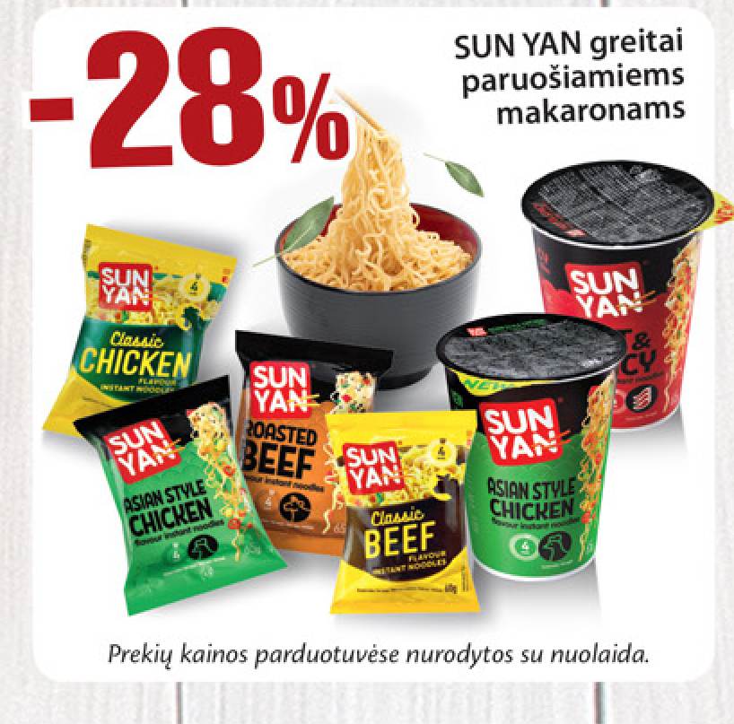 SUN YAN greitai paruošiamiems makaronams