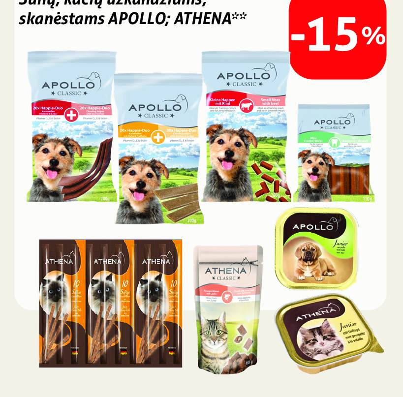 Šunų, kačių užkandžiams, skanėstams APOLLO; ATHENA