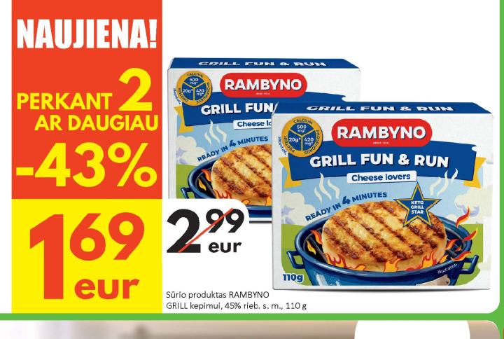 Sūrio produktas RAMBYNO GRILL kepimui, 110 g