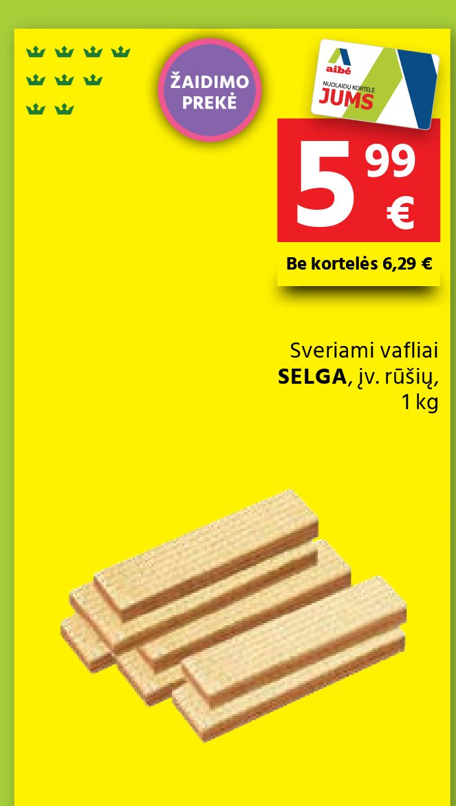 Sveriami vafliai SELGA, 1 kg