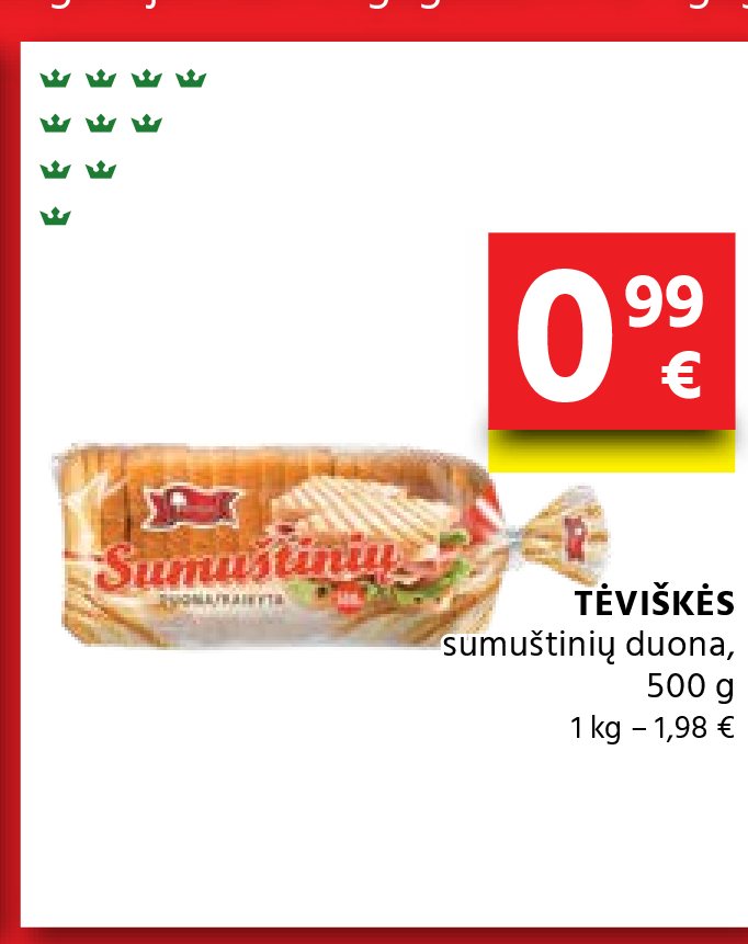 TĖVIŠKĖS sumuštinių duona, 500 g