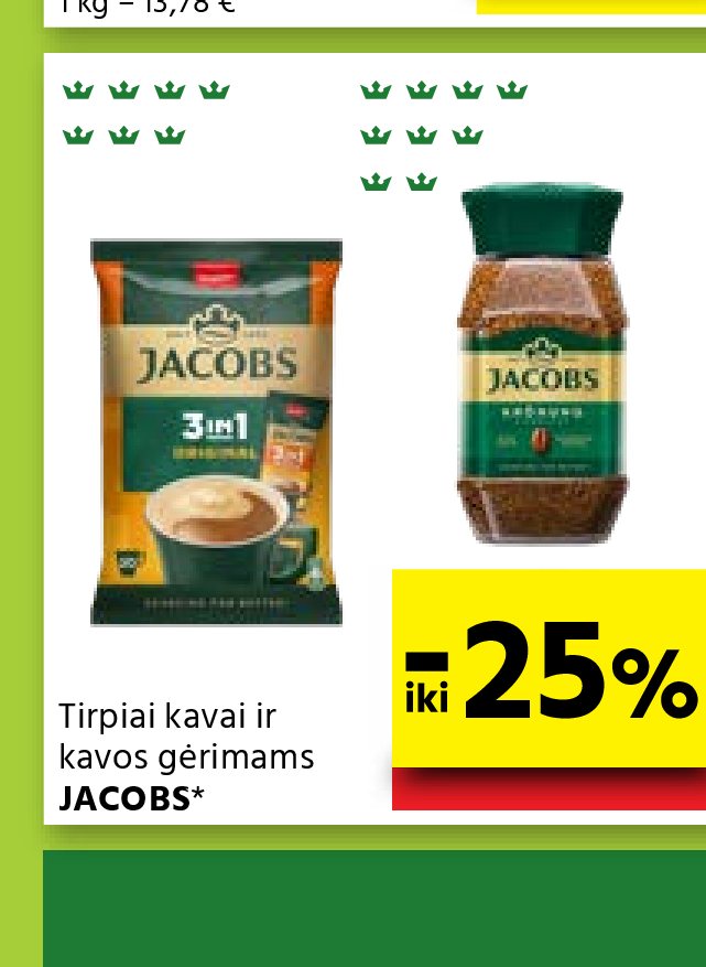 Tirpiai kavai ir kavos gėrimams JACOBS
