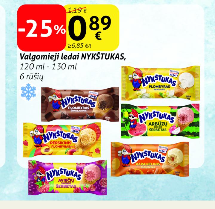 Valgomieji ledai NYKŠTUKAS, 120 ml - 130 ml