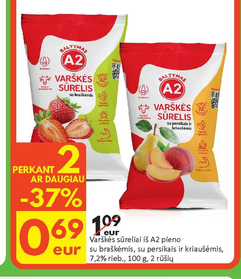Varškės sūreliai iš A2 pieno, 100 g
