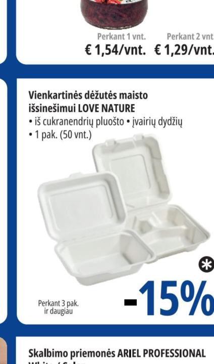 Vienkartinės dėžutės maisto išsinešimui LOVE NATURE, 1 pak.