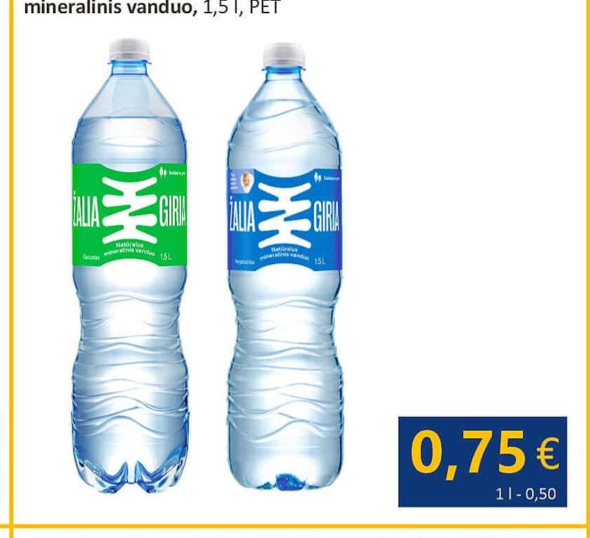 ŽALIA GIRIA gazuotas / negazuotas natūralus mineralinis vanduo, 1.5 l