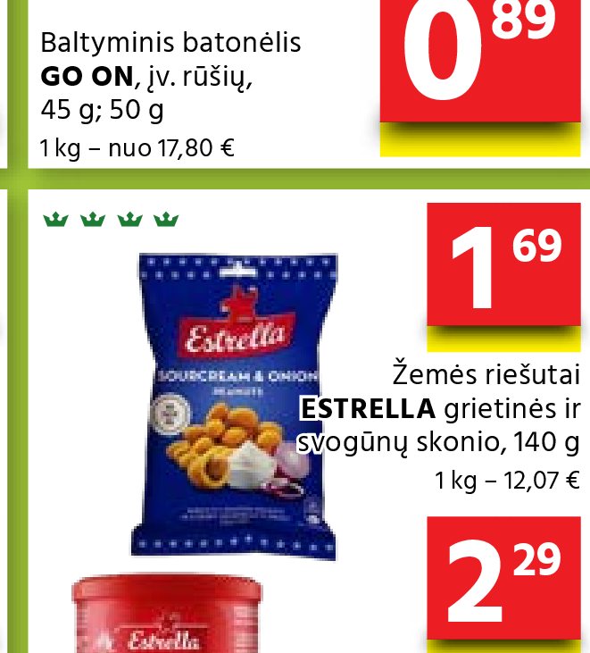 Žemės riešutai ESTRELLA grietinės ir svogūnų skonio, 140 g